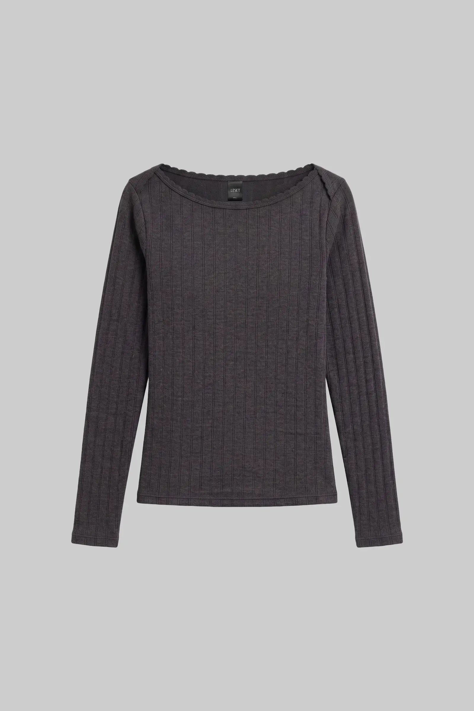 Pointelle Long Sleeve Bateau Top