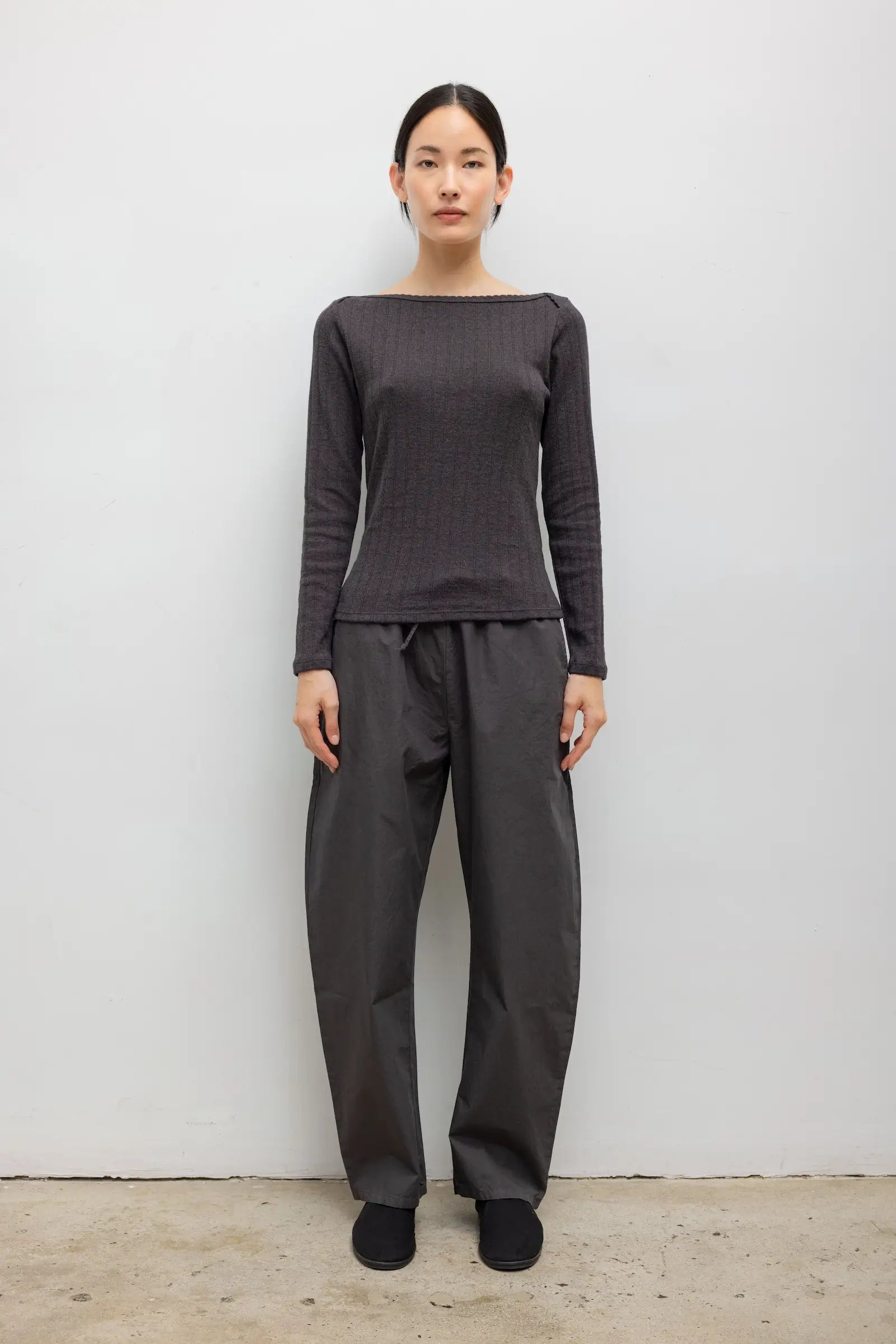 Pointelle Long Sleeve Bateau Top