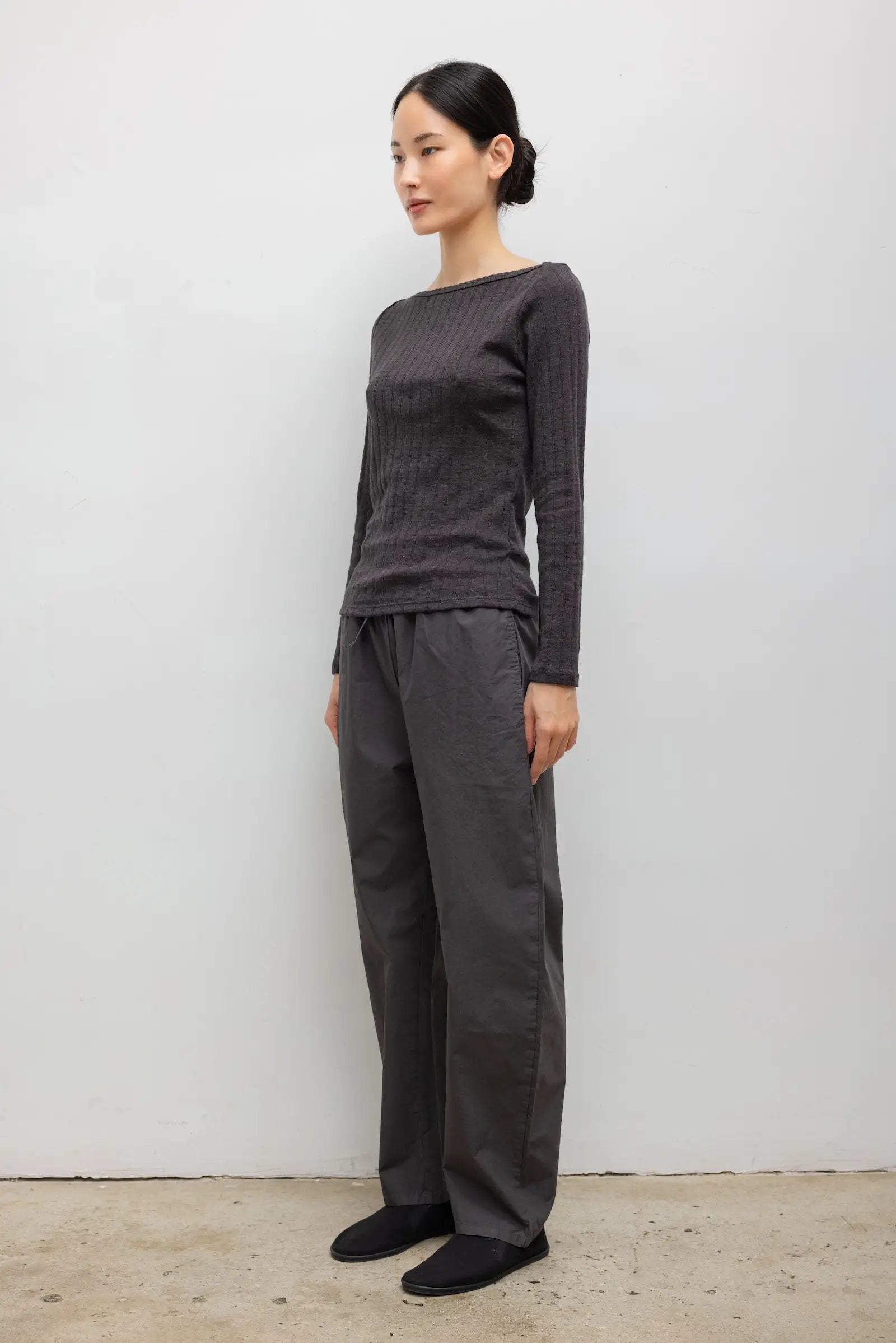Pointelle Long Sleeve Bateau Top