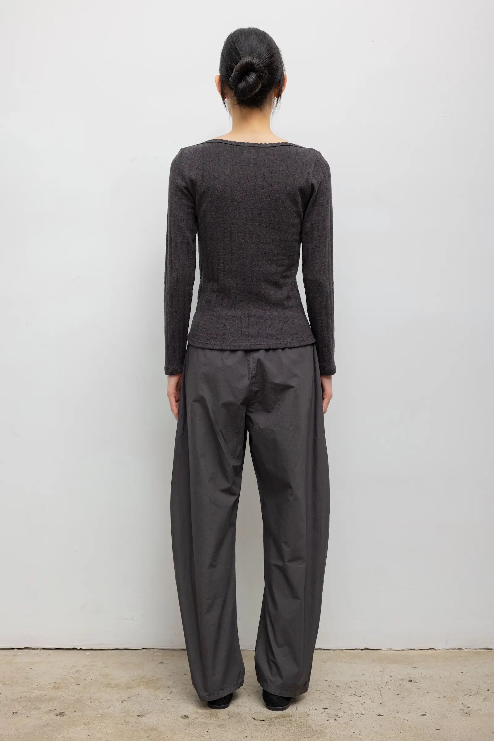 Pointelle Long Sleeve Bateau Top