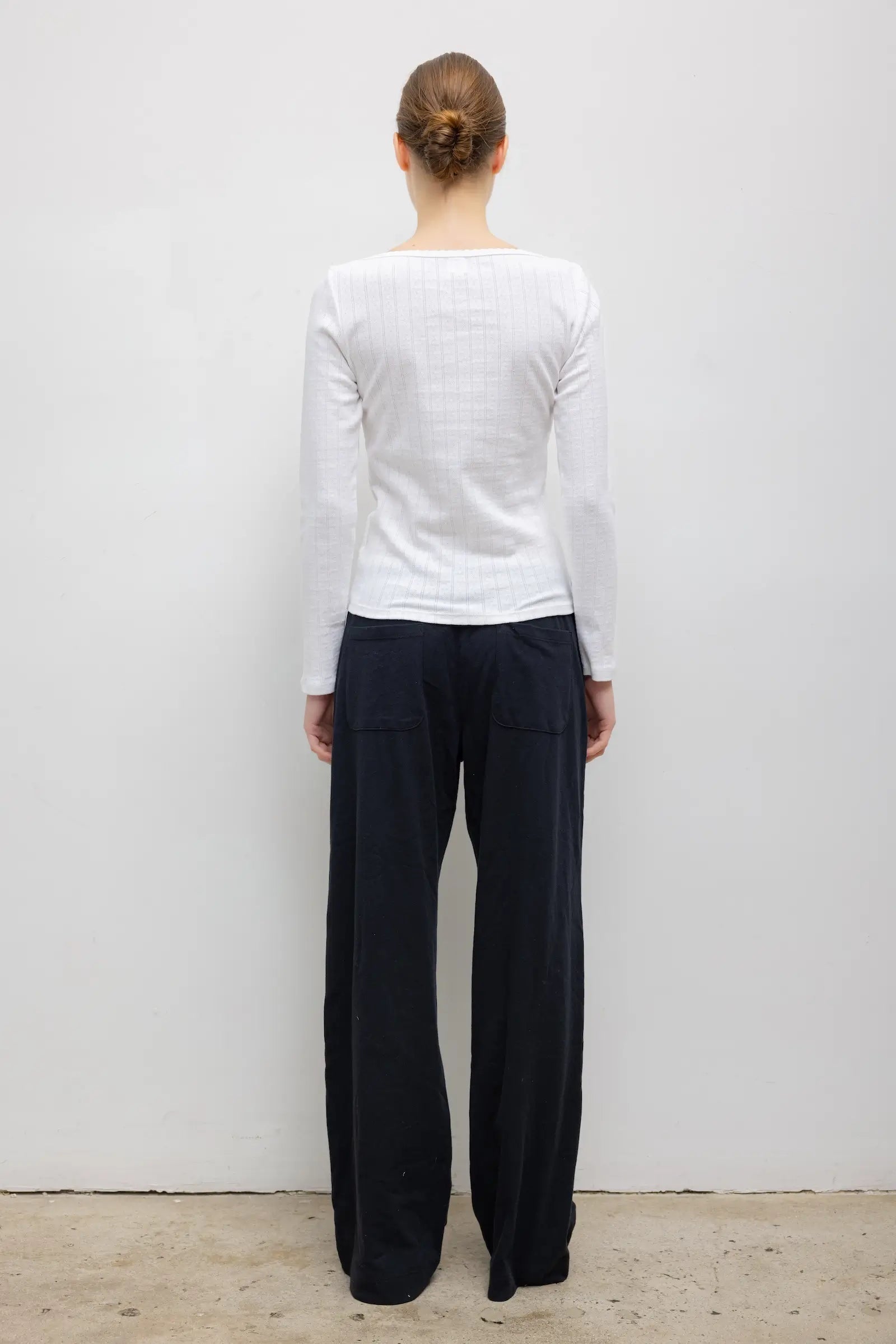 Pointelle Long Sleeve Bateau Top