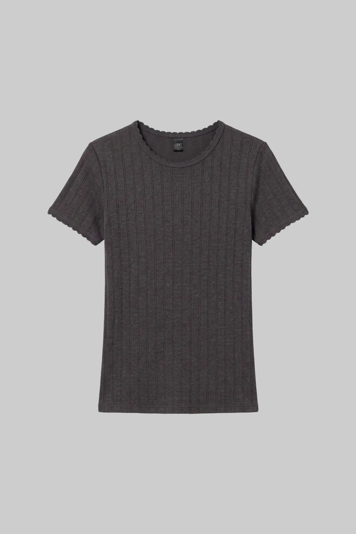Pointelle Slim Fit Tee - Hickory Melange - Image 2