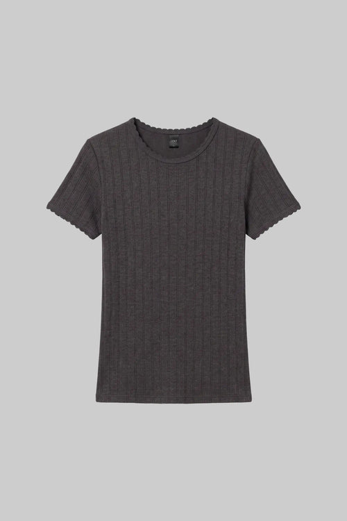 Pointelle Slim Fit Tee - Hickory Melange - Image 2