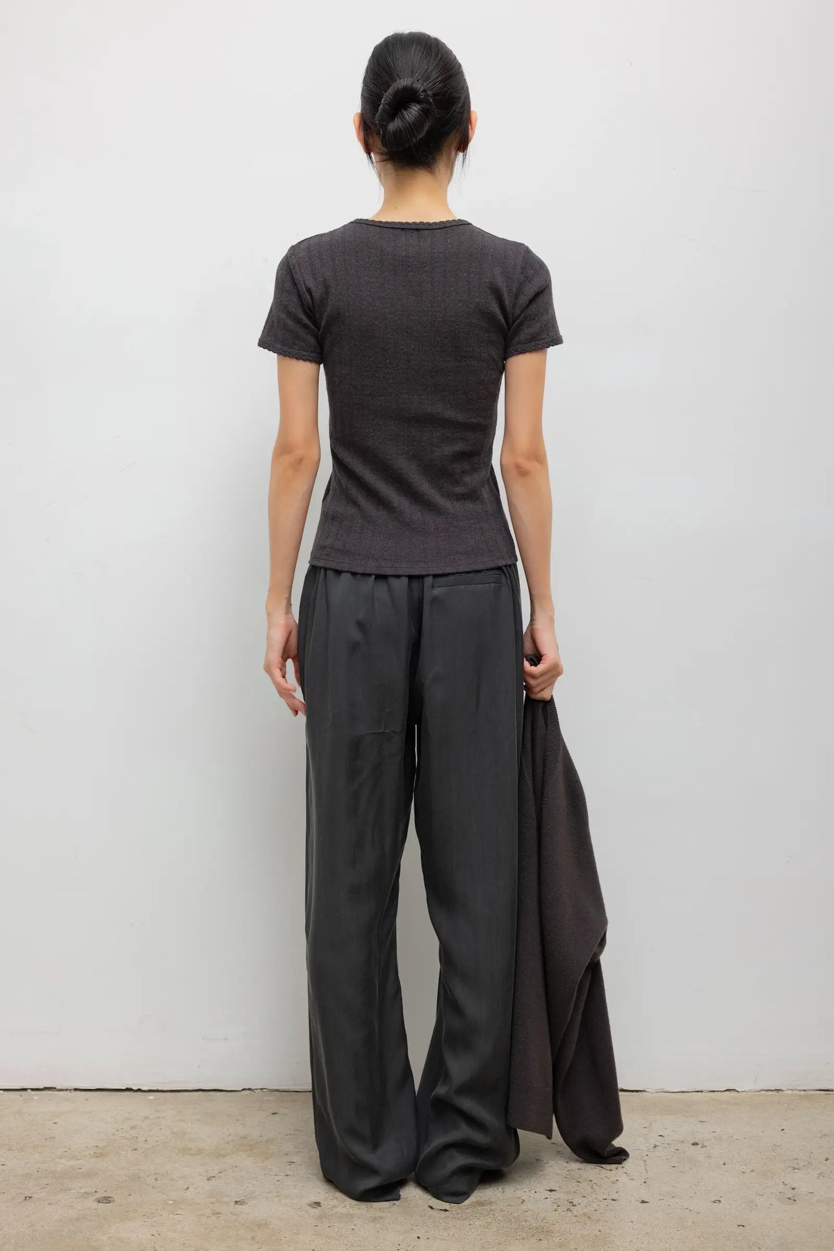 Pointelle Slim Fit Tee - Hickory Melange - Image 7