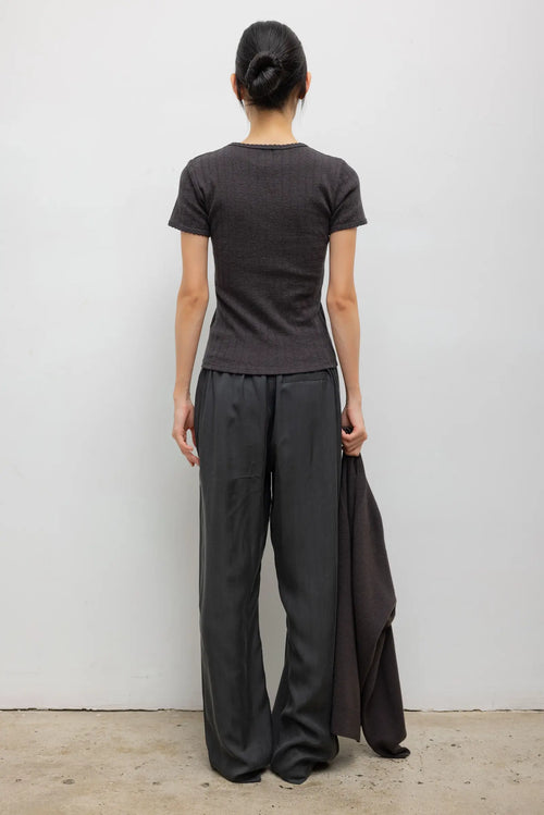 Pointelle Slim Fit Tee - Hickory Melange - Image 7