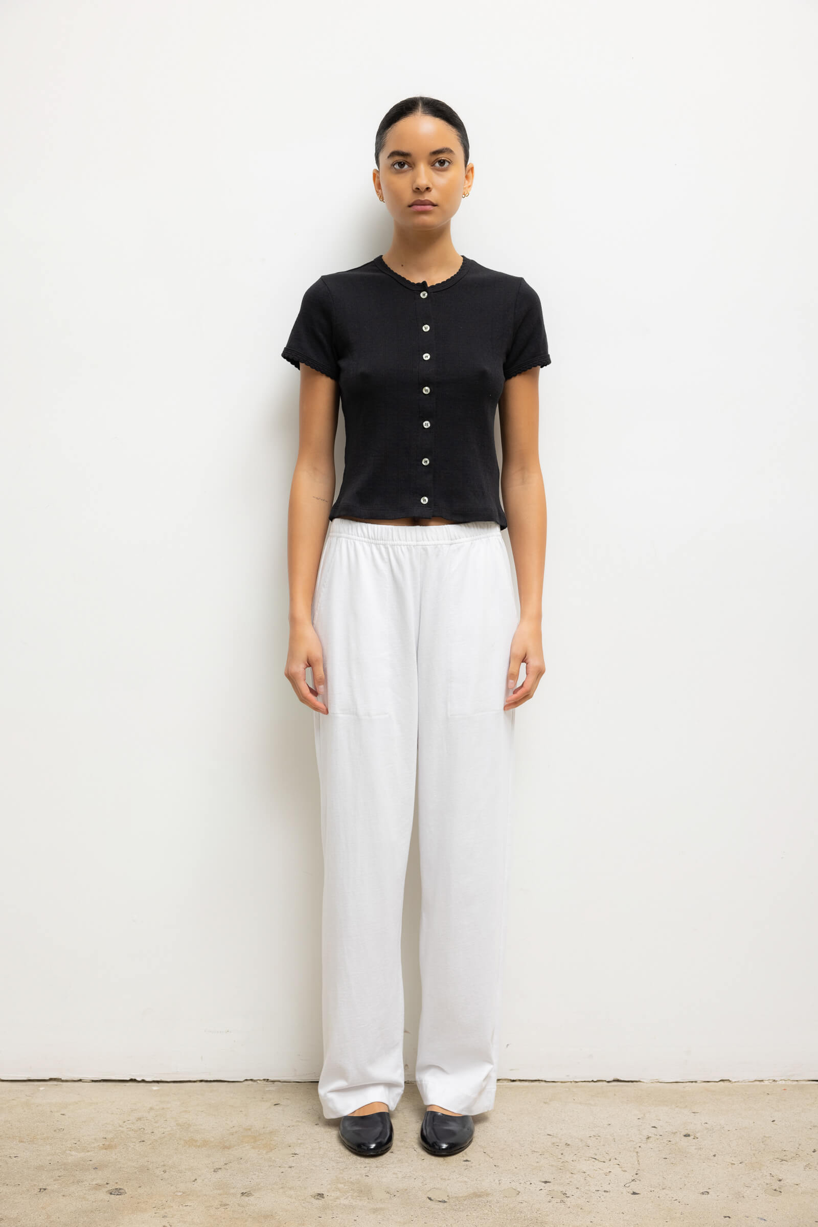 Pointelle Short Sleeve Cardigan