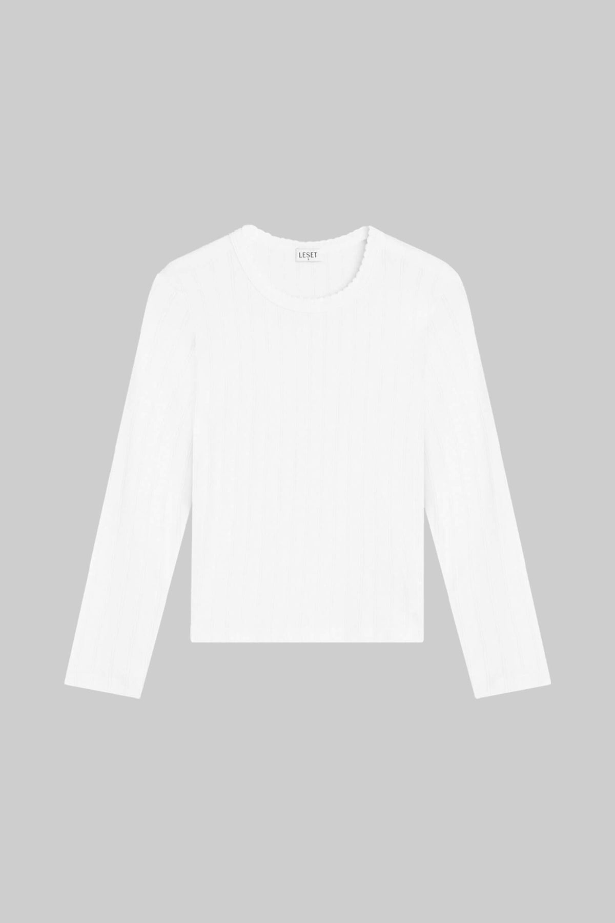 Pointelle Slim Fit Long Sleeve - White - Image 2