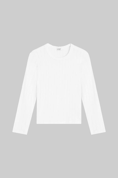 Pointelle Slim Fit Long Sleeve - White - Image 2