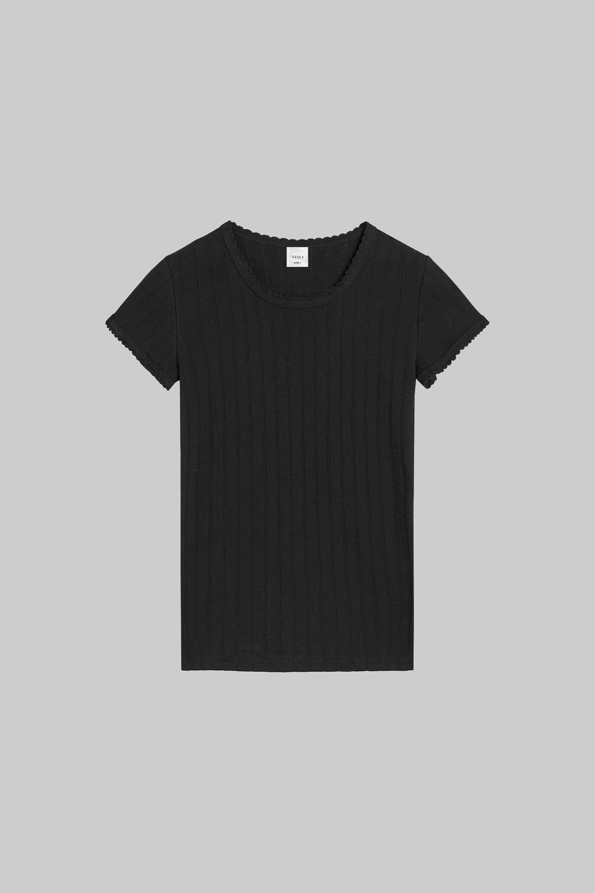 Pointelle Slim Fit Tee - Black - Image 2
