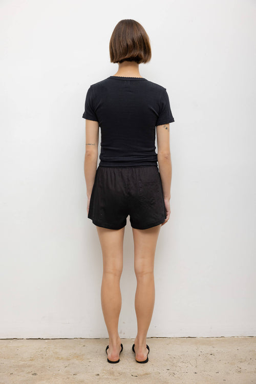 Pointelle Slim Fit Tee - Black - Image 5