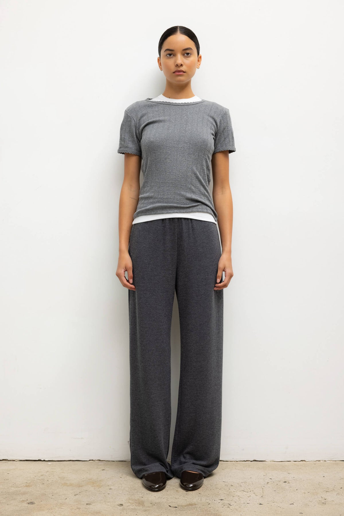 Pointelle Slim Fit Tee - Granite - Image 3