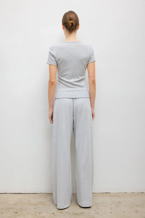 Pointelle Slim Fit Tee - Light Grey Melange - Image 6