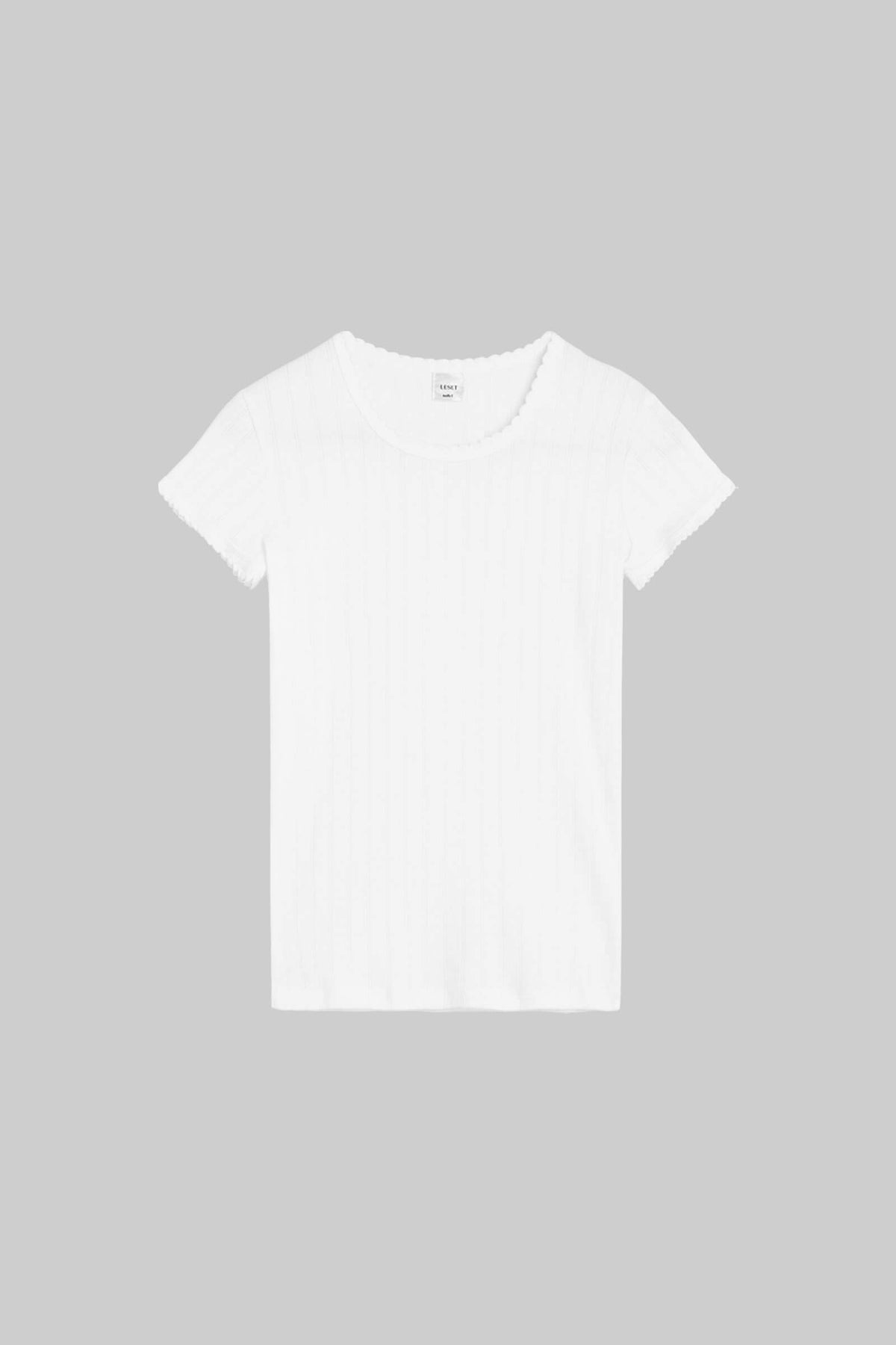 Pointelle Slim Fit Tee - White - Image 2