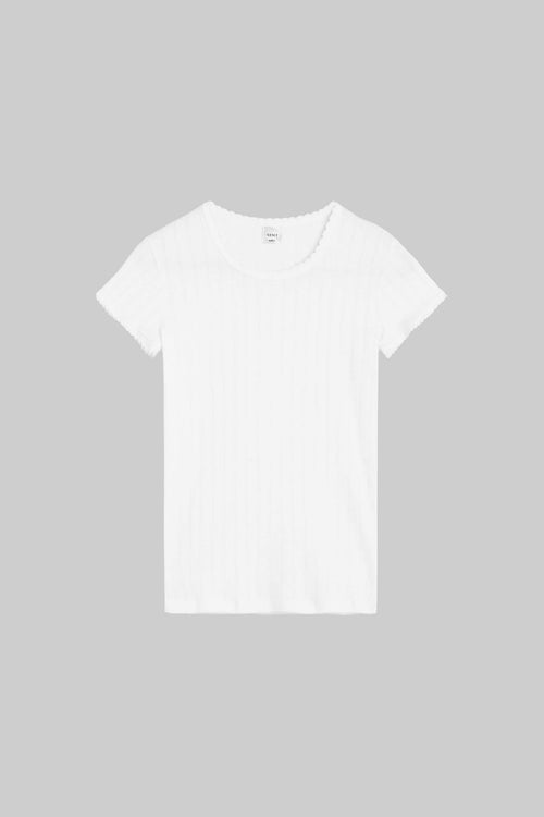 Pointelle Slim Fit Tee - White - Image 2