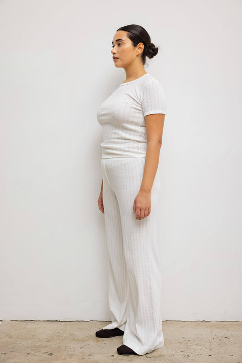 Pointelle Slim Fit Tee - White - Image 11
