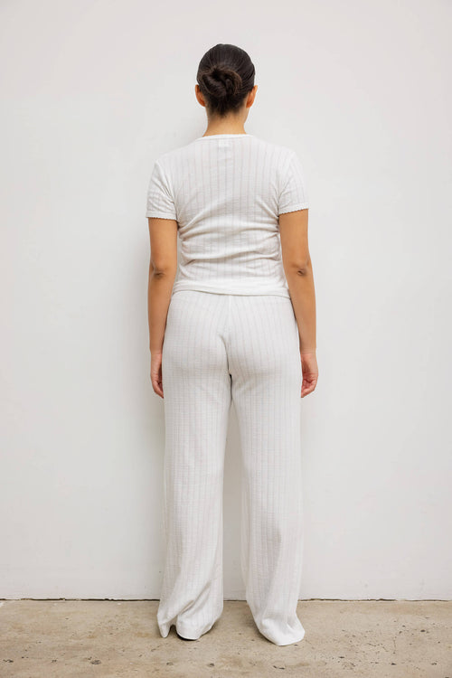 Pointelle Slim Fit Tee - White - Image 12