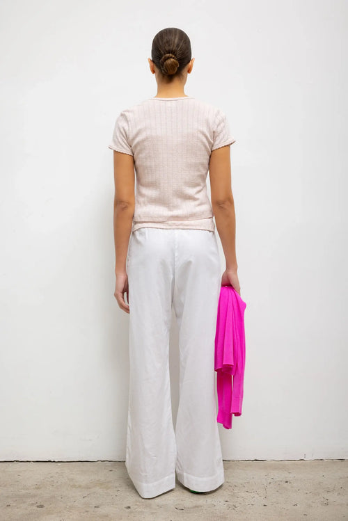 Pointelle Short Sleeve Cardigan - Petal Melange - Image 7