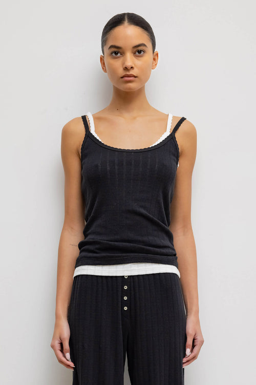 Pointelle Tank - Black - Image 1