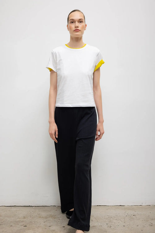 Pre-Order: Pointelle Wide Leg Pant - Black - Image 3