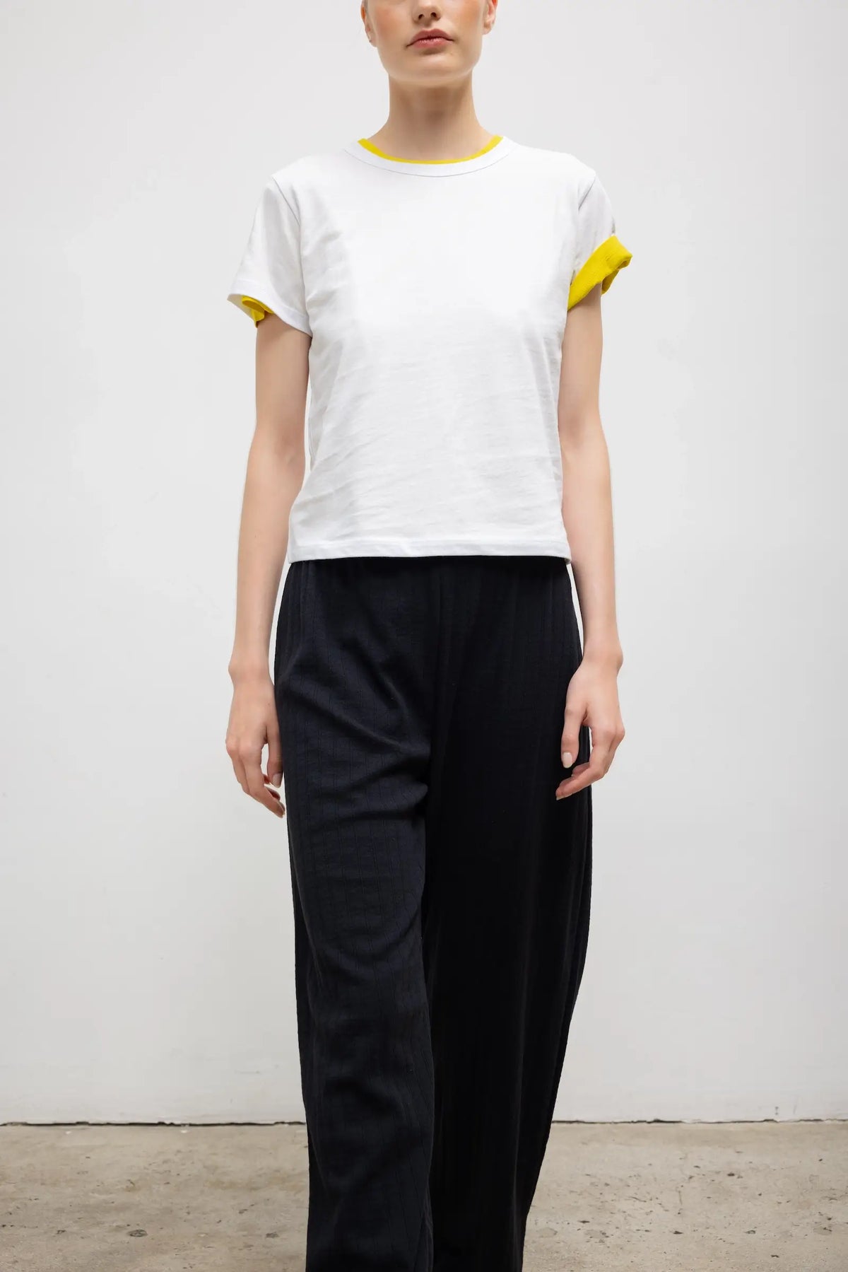 Pre-Order: Pointelle Wide Leg Pant - Black - Image 4