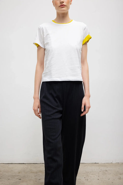 Pre-Order: Pointelle Wide Leg Pant - Black - Image 4