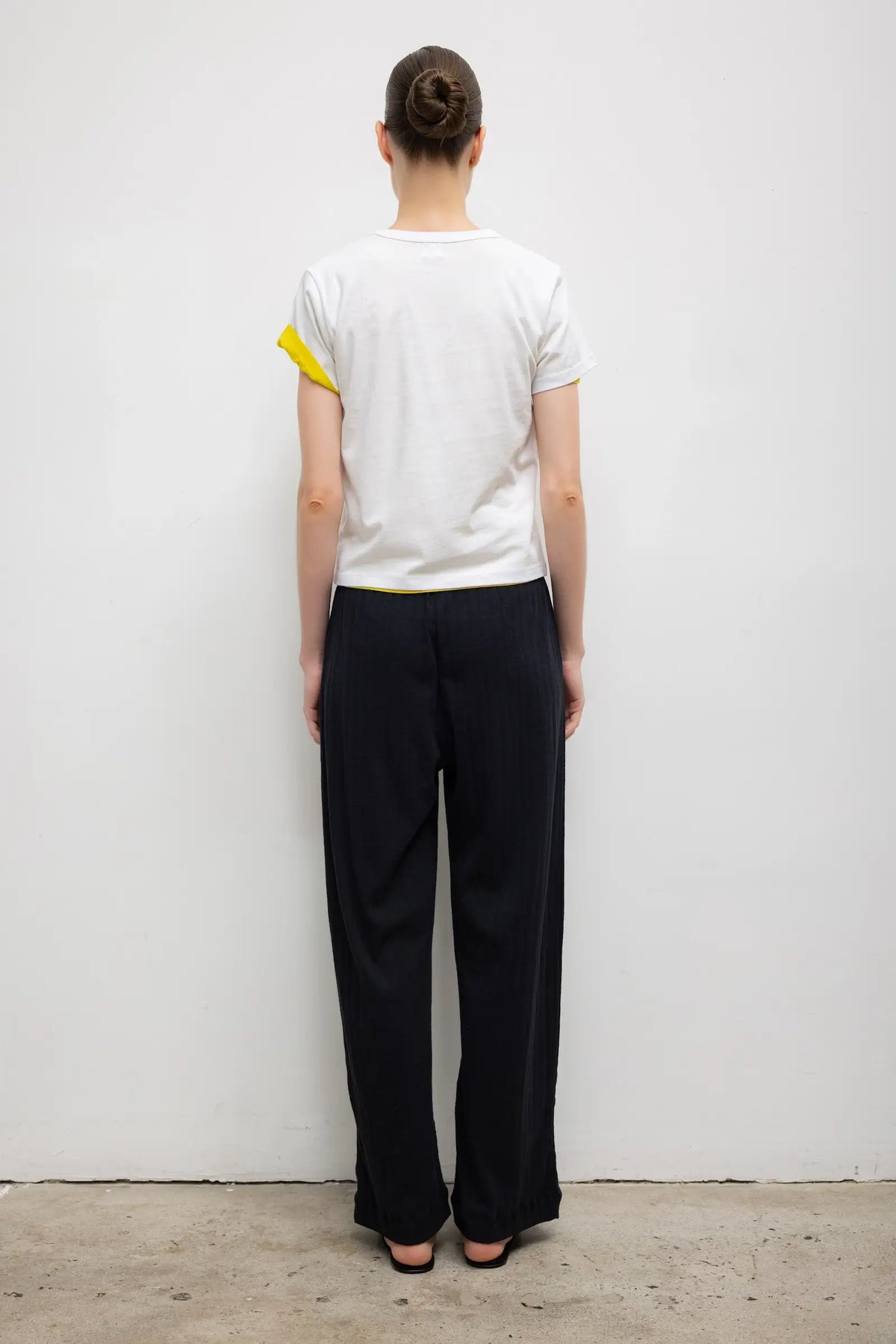 Pre-Order: Pointelle Wide Leg Pant - Black - Image 6