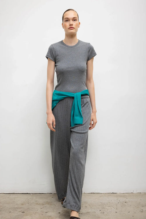 Pre-Order: Pointelle Wide Leg Pant - Granite - Image 3