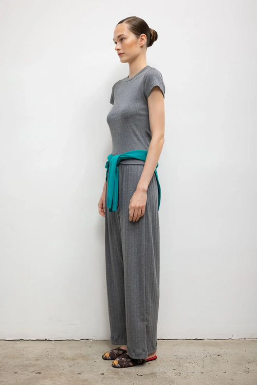 Pre-Order: Pointelle Wide Leg Pant - Granite - Image 5