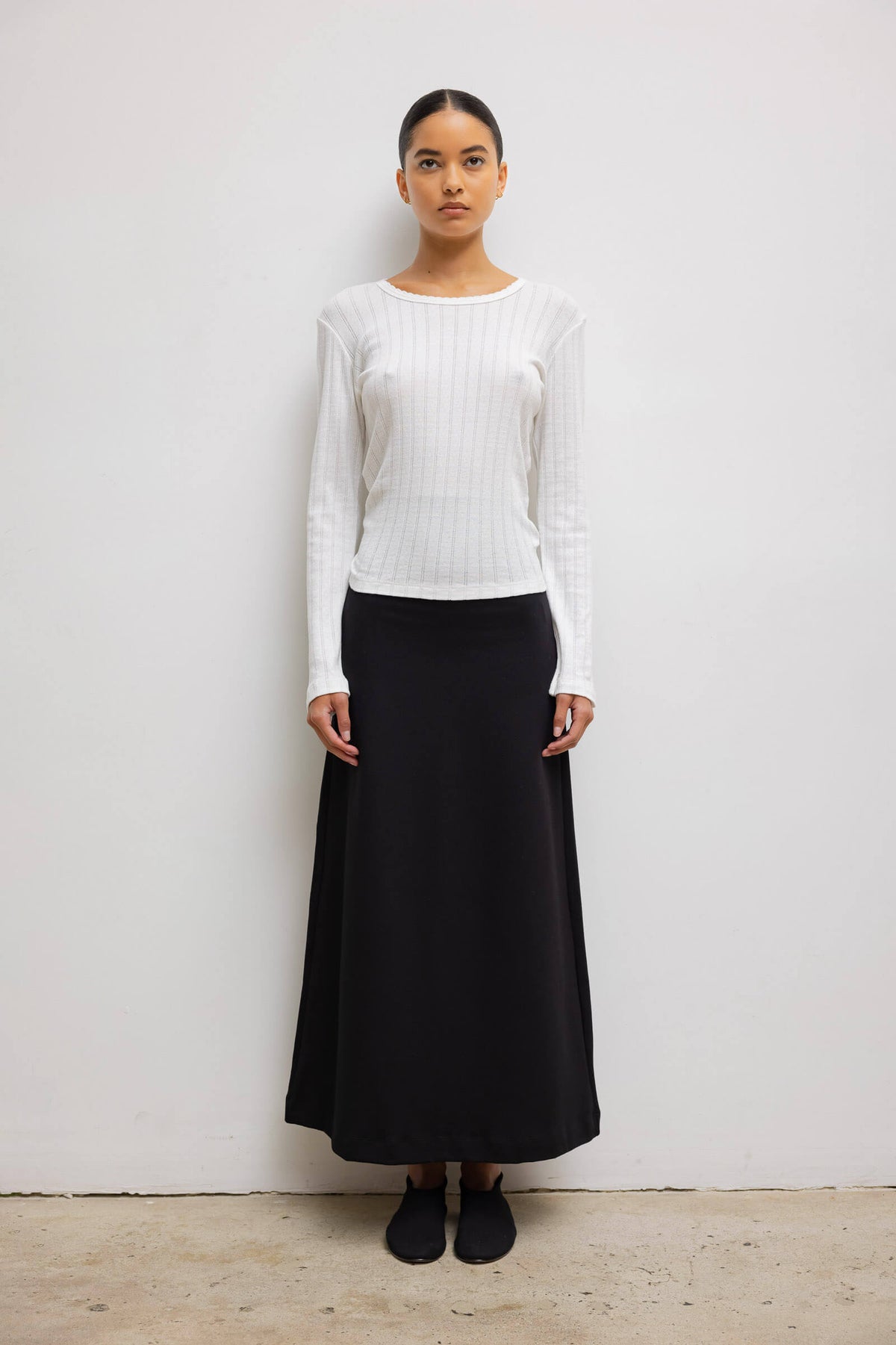 Pointelle Slim Fit Long Sleeve - White - Image 4