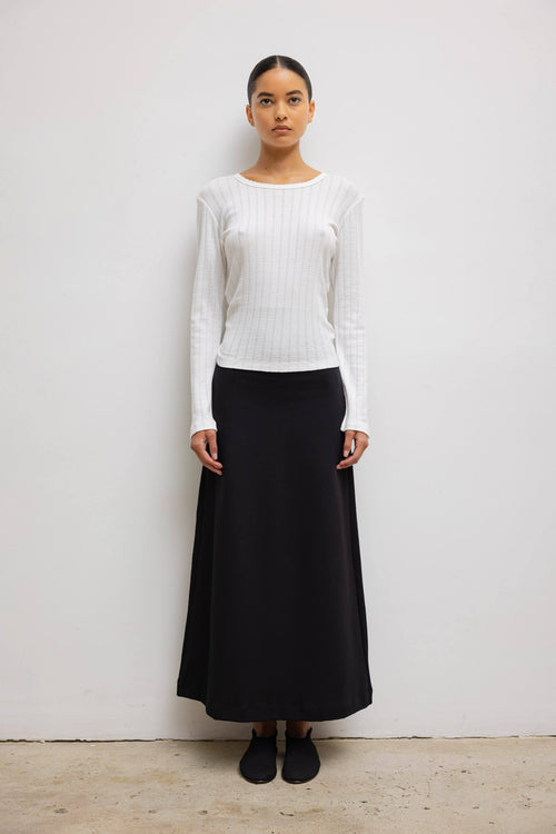 Pointelle Slim Fit Long Sleeve - White - Image 4
