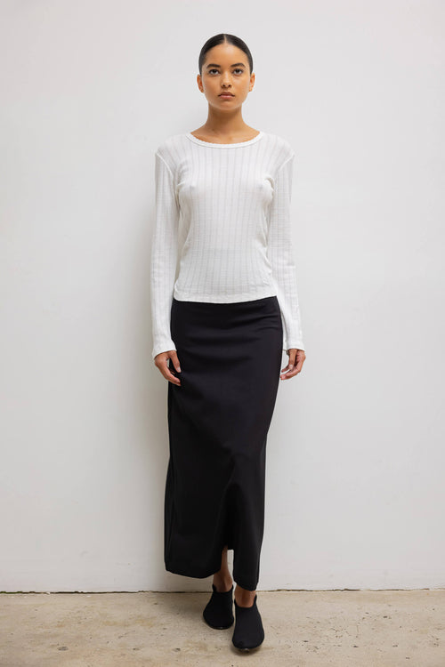 Pointelle Slim Fit Long Sleeve - White - Image 3