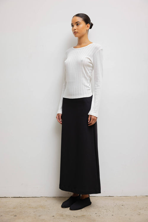 Pointelle Slim Fit Long Sleeve - White - Image 5