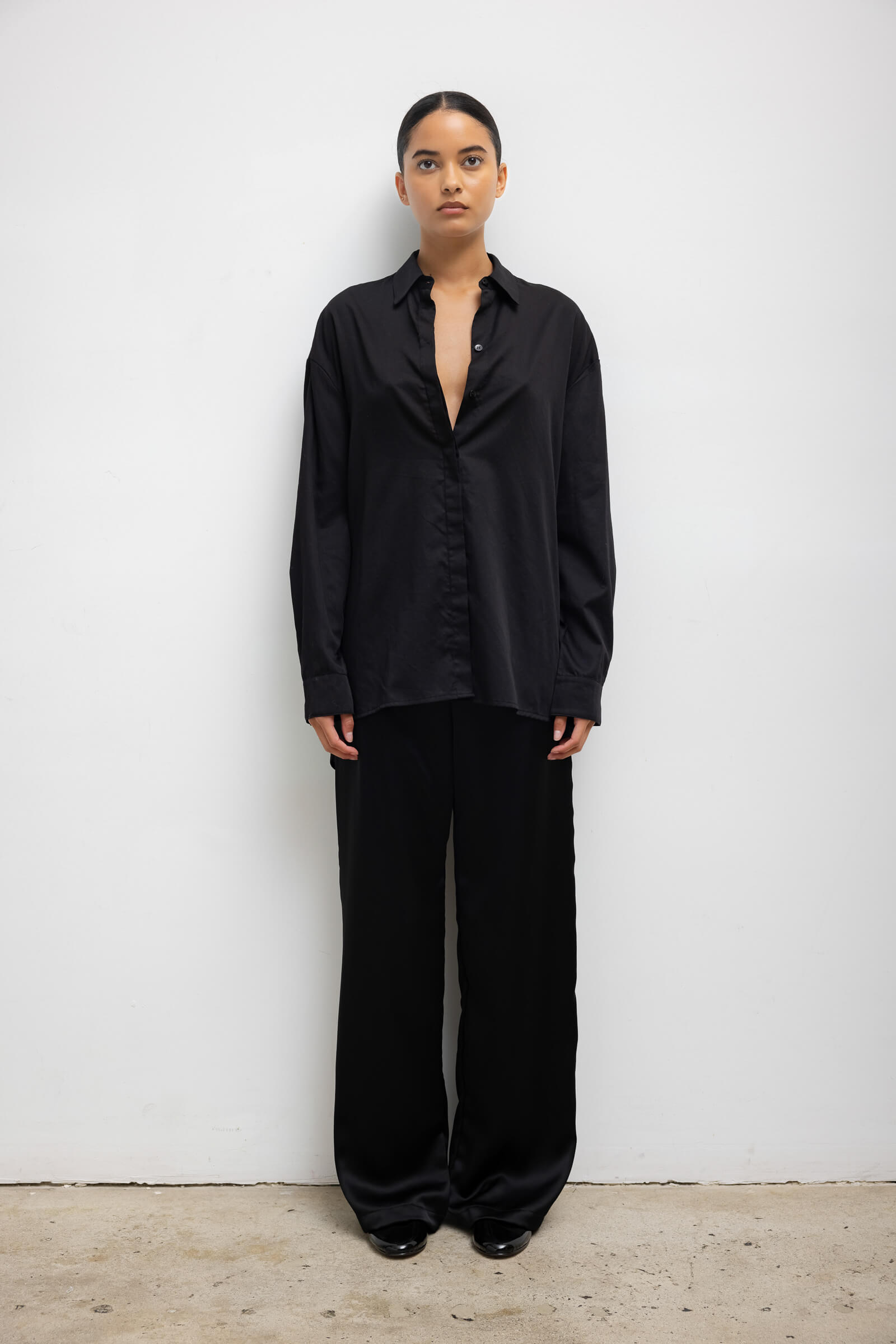 Yoko Oversized Button Down - Black - Image 3