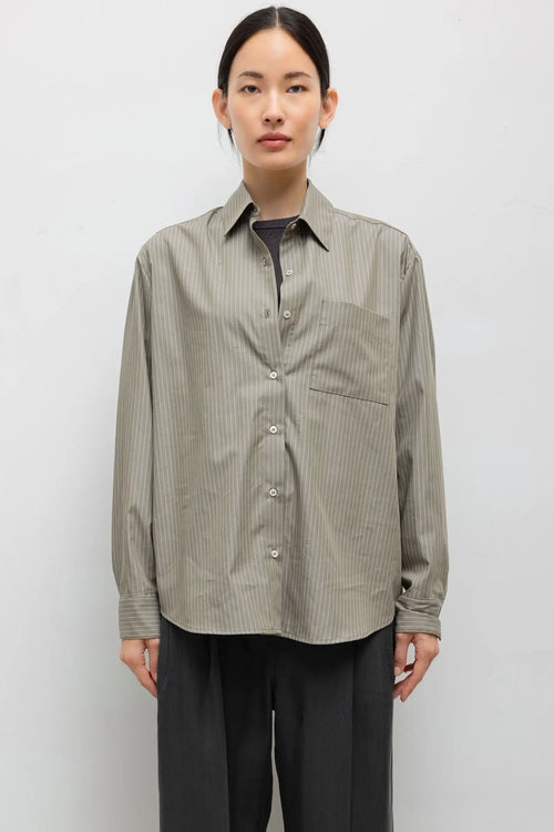 Yoshi Stripe Classic Button Down - Olive Stripe - Image 1