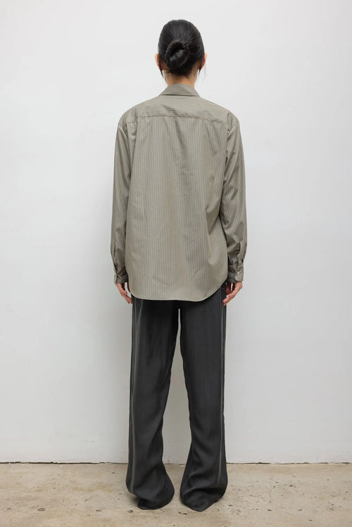 Yoshi Stripe Classic Button Down - Olive Stripe - Image 7