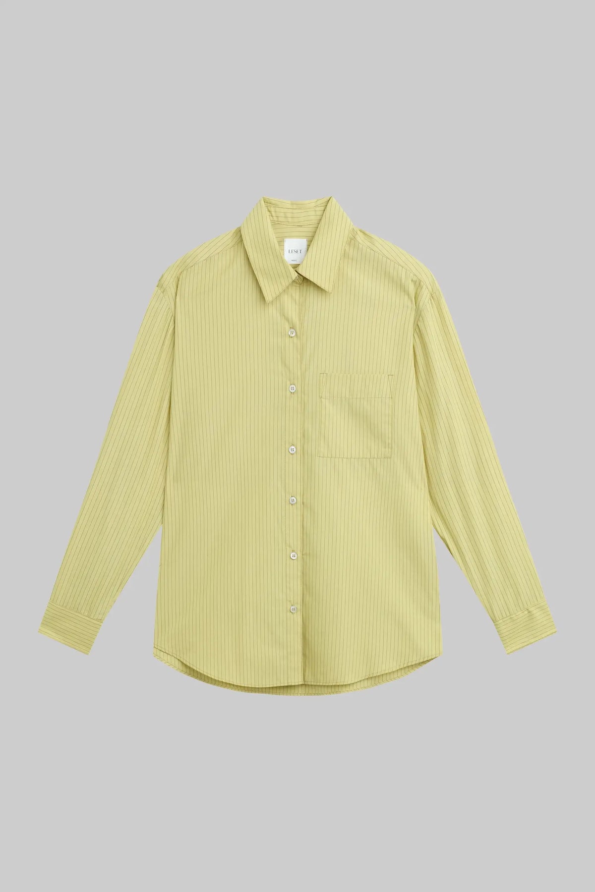 Yoshi Stripe Classic Oversized Button Down - Lemon Chocolate Stripe - Image 2