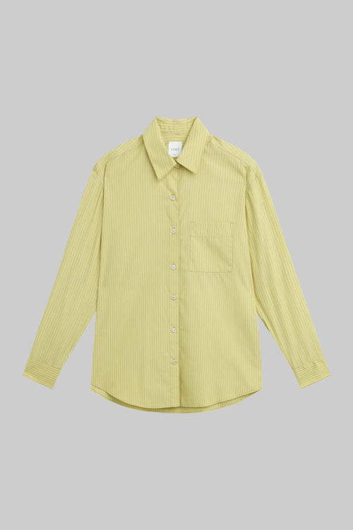 Yoshi Stripe Classic Oversized Button Down - Lemon Chocolate Stripe - Image 2