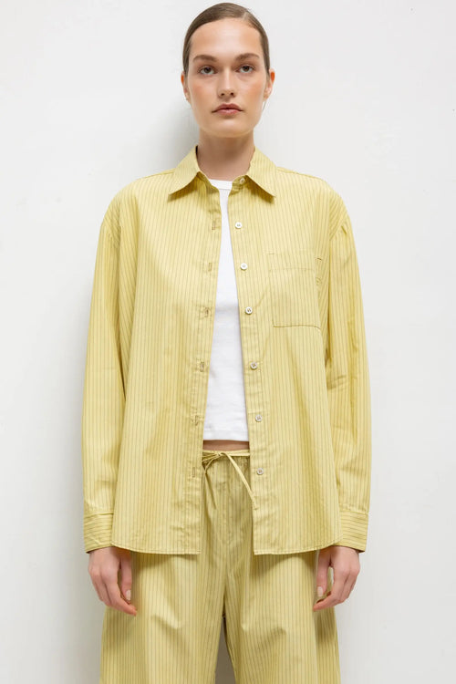 Yoshi Stripe Classic Oversized Button Down - Lemon Chocolate Stripe - Image 1