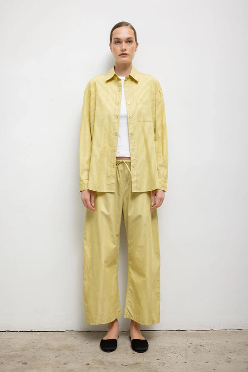 Yoshi Stripe Classic Oversized Button Down - Lemon Chocolate Stripe - Image 3