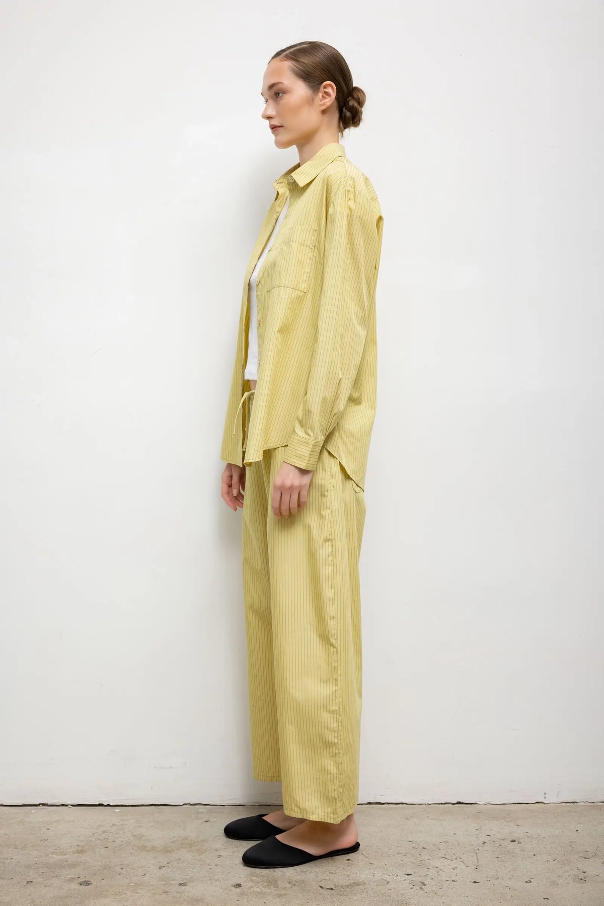 Yoshi Stripe Classic Oversized Button Down - Lemon Chocolate Stripe - Image 6