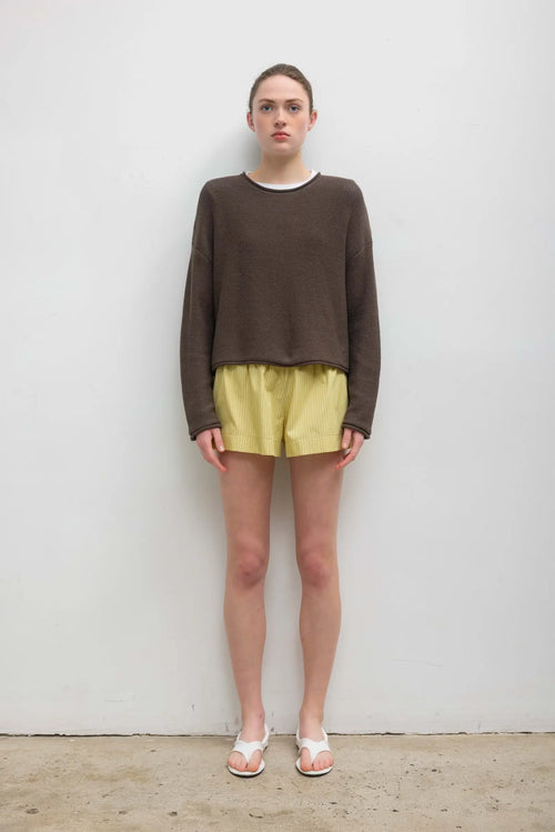 Yoshi Stripe Summer Short - Lemon Chocolate Stripe - Image 1