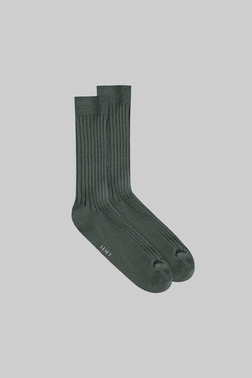James Rib Socks - Forest - Image 1