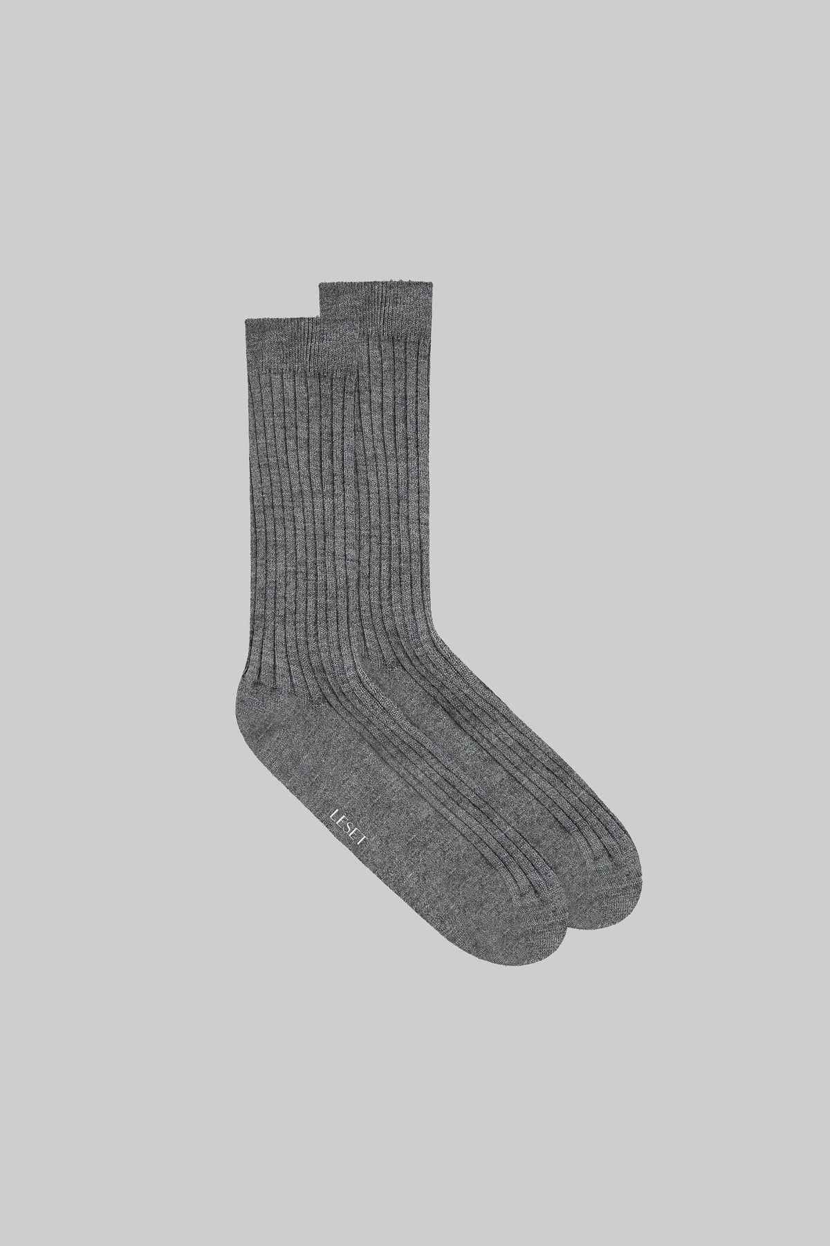 James Rib Socks - Grey Melange - Image 1