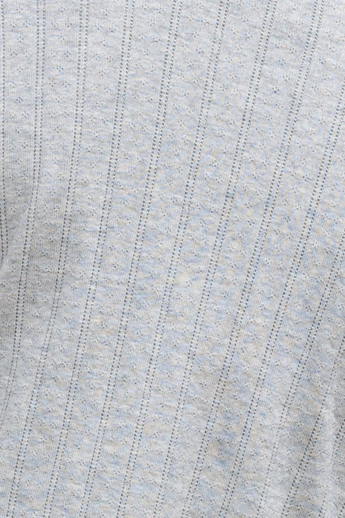 Pointelle Slim Fit Tee - Light Grey Melange - Image 7
