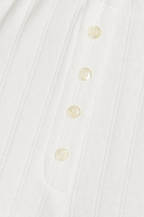 Pointelle Long Sleeve Henley - White - Image 8