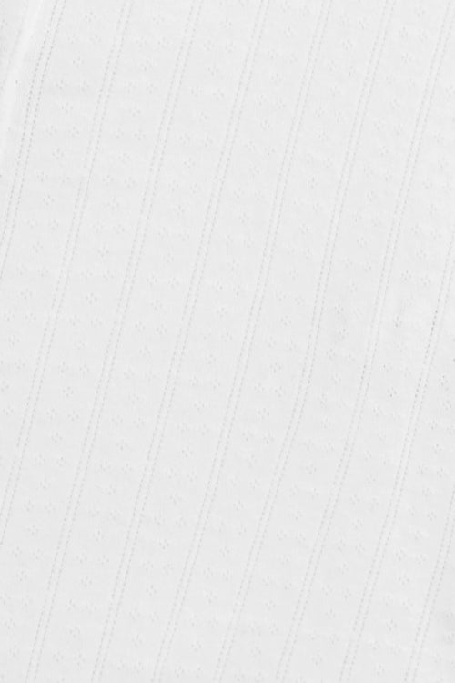 Pointelle Long Sleeve Bateau Top - White - Image 7