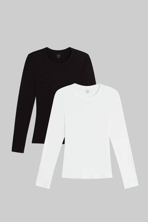 The Nando Slim Fit Long Sleeve 2 Pack - White/Black - Whiteblack - Image 1
